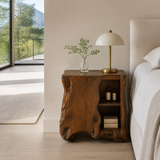Norevella Asymmetrical Live Edge Handcrafted Bedside Table by Timberustic — Brown finish