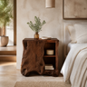Norevella Asymmetrical Live Edge Handcrafted Bedside Table by Timberustic — Dark Walnut finish