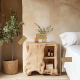 Norevella Asymmetrical Live Edge Handcrafted Bedside Table by Timberustic — product dimensions