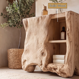 Norevella Asymmetrical Live Edge Handcrafted Bedside Table by Timberustic — solid wood detail
