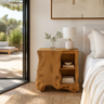Norevella Asymmetrical Live Edge Handcrafted Bedside Table by Timberustic — Teak finish
