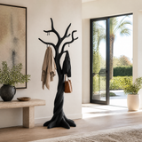 Norilora Twisting Sculpted Tree Coat Rack by Timberustic — Black finish
