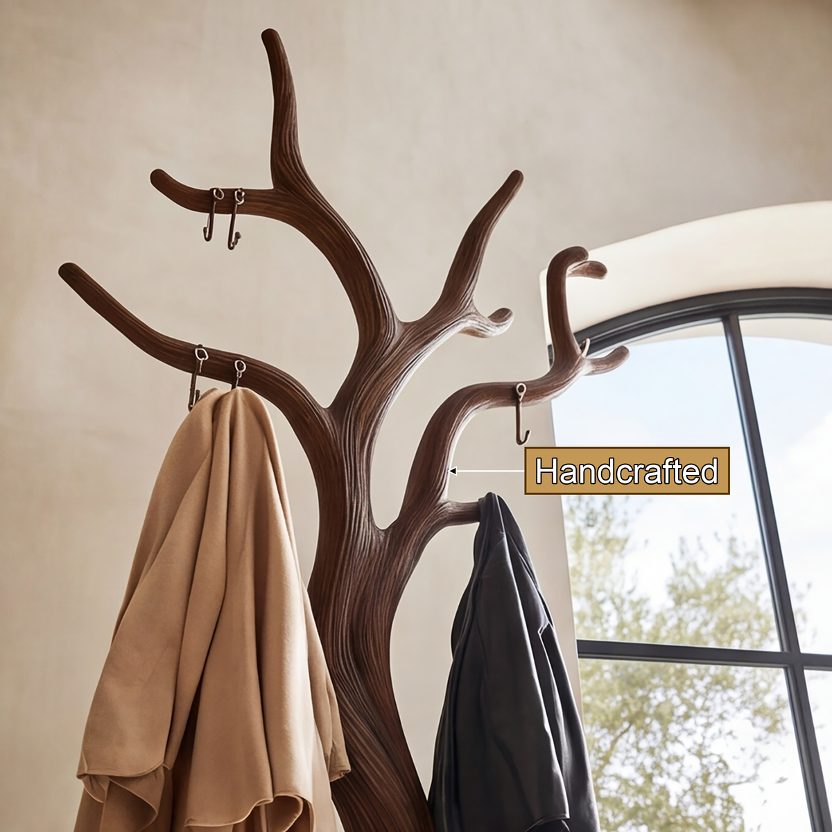 Norilora Twisting Sculpted Tree Coat Rack by Timberustic — handcrafted details