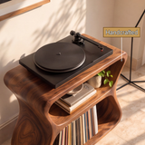 Norilune Sculpted Hourglass Frame Handcrafted Record Player Stand With Storage by Timberustic — handcrafted details