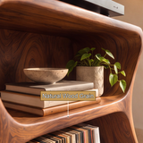 Norilune Sculpted Hourglass Frame Handcrafted Record Player Stand With Storage by Timberustic — natural wood grain detail