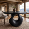Noririen Sculpted Pedestal Handcrafted Round Dining Table by Timberustic — Black finish