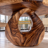 Noririen Sculpted Pedestal Handcrafted Round Dining Table by Timberustic — handcrafted details