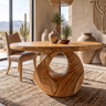 Noririen Sculpted Pedestal Handcrafted Round Dining Table by Timberustic — Teak finish