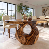 Noririen Sculpted Pedestal Handcrafted Round Dining Table by Timberustic — overall product view
