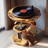 Norivane Branching Sculpted Handcrafted Record Player Stand With Storage by Timberustic — product detail view 6