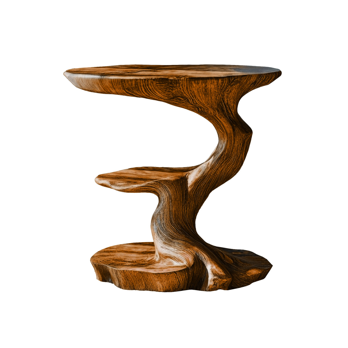 Norivane Branching Sculpted Handcrafted Record Player Stand With Storage by Timberustic — Brown finish
