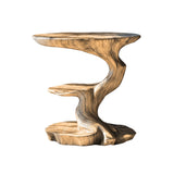 Norivane Branching Sculpted Handcrafted Record Player Stand With Storage by Timberustic — Natural Oak finish