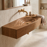 Norivyn Live Edge Sculpted Basin Handcrafted Floating Bathroom Vanity with Integrated Sink Brown - Timberustic Floating Bathroom Vanity with Integrated Sink