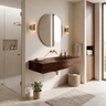 Norivyn Live Edge Sculpted Basin Handcrafted Floating Bathroom Vanity with Integrated Sink Dark Walnut - Timberustic Floating Bathroom Vanity with Integrated Sink