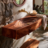 Norivyn Live Edge Sculpted Basin Handcrafted Floating Bathroom Vanity with Integrated Sink Mahogany - Timberustic Floating Bathroom Vanity with Integrated Sink