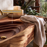 Norivyn Live Edge Sculpted Basin Handcrafted Floating Bathroom Vanity with Integrated Sink - Timberustic Floating Bathroom Vanity with Integrated Sink