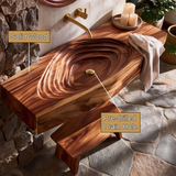 Norivyn Live Edge Sculpted Basin Handcrafted Floating Bathroom Vanity with Integrated Sink - Timberustic Floating Bathroom Vanity with Integrated Sink