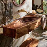 Norivyn Live Edge Sculpted Basin Handcrafted Floating Bathroom Vanity with Integrated Sink - Timberustic Floating Bathroom Vanity with Integrated Sink