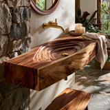 Norivyn Live Edge Sculpted Basin Handcrafted Floating Bathroom Vanity with Integrated Sink - Timberustic Floating Bathroom Vanity with Integrated Sink