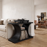 Norodell Curved Frame Handcrafted Record Player Stand With Storage Black - Timberustic Record Player Stand With Storage
