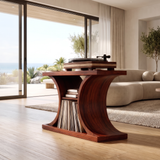 Norodell Curved Frame Handcrafted Record Player Stand With Storage Mahogany - Timberustic Record Player Stand With Storage