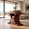 Norodell Curved Frame Handcrafted Record Player Stand With Storage Mahogany - Timberustic Record Player Stand With Storage