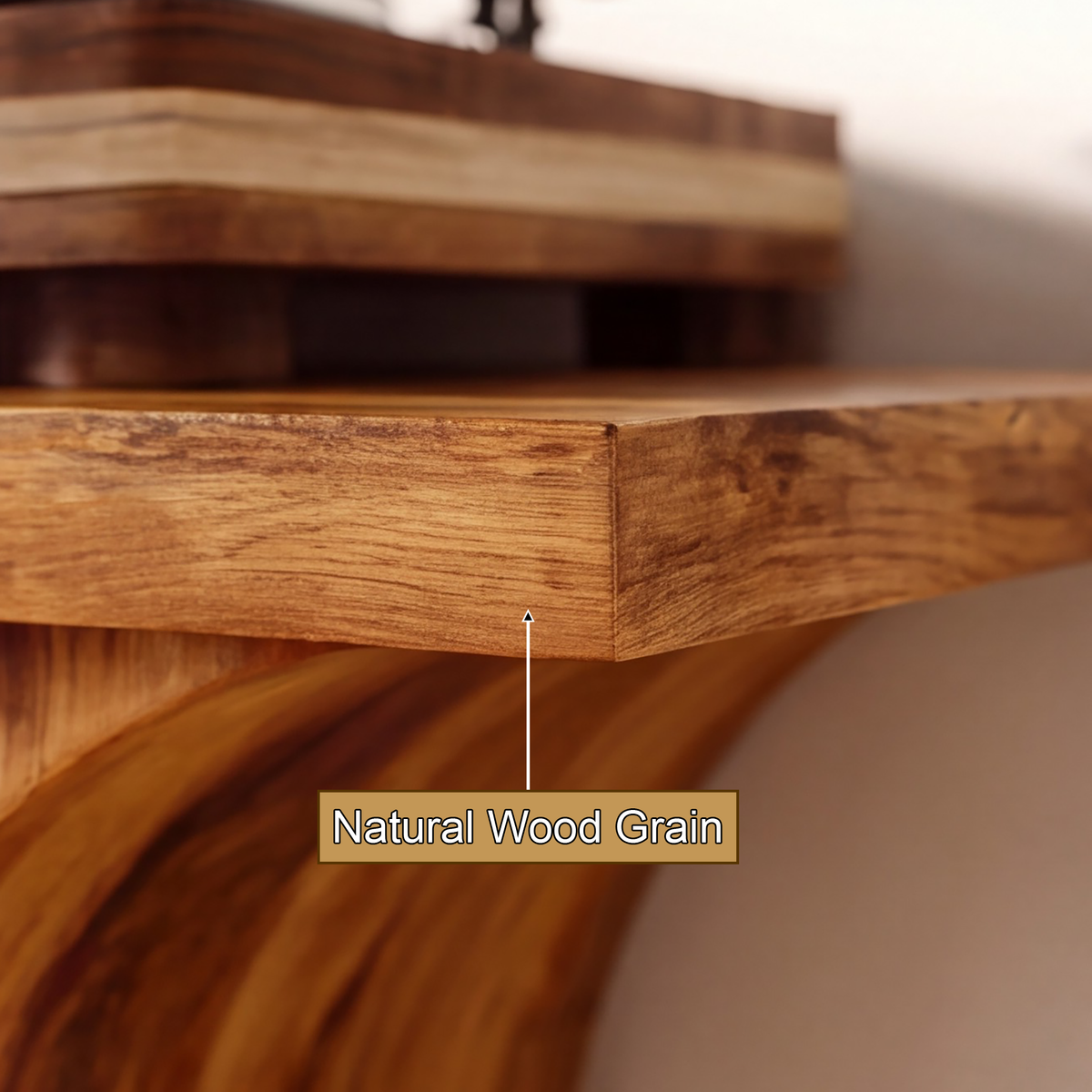 Norodell Curved Frame Handcrafted Record Player Stand With Storage - Timberustic Record Player Stand With Storage