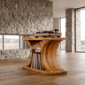 Norodell Curved Frame Handcrafted Record Player Stand With Storage Teak - Timberustic Record Player Stand With Storage