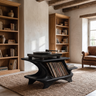 Nororell Flowing Sculpted Handcrafted Record Player Stand With Storage Black - Timberustic Record Player Stand With Storage
