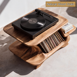Nororell Flowing Sculpted Handcrafted Record Player Stand With Storage - Timberustic Record Player Stand With Storage