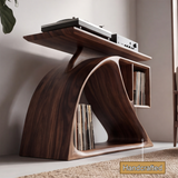 Nororien Sweeping Arch Handcrafted Record Player Stand With Storage - Timberustic Record Player Stand With Storage