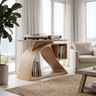 Nororien Sweeping Arch Handcrafted Record Player Stand With Storage Natural Oak - Timberustic Record Player Stand With Storage