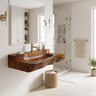 Norovella Sculpted Basin Handcrafted Floating Bathroom Vanity with Integrated Sink by Timberustic — Brown finish