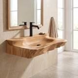 Norovella Sculpted Basin Handcrafted Floating Bathroom Vanity with Integrated Sink by Timberustic — Natural Oak finish