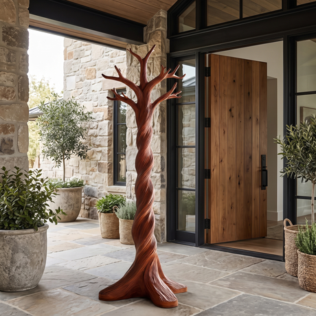 Norowyn Twisting Sculpted Tree Coat Rack Mahogany - Timberustic Tree Coat Rack