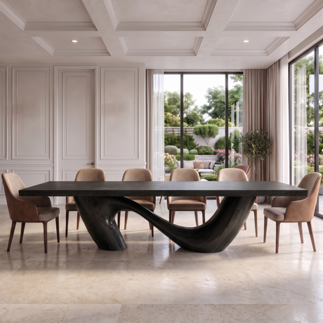 Nuvello Sculpted Loop Base Handcrafted Dining Table Black - Timberustic Dining Table