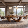 Nuvello Sculpted Loop Base Handcrafted Dining Table Brown - Timberustic Dining Table
