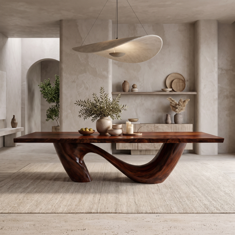 Nuvello Sculpted Loop Base Handcrafted Dining Table Dark Walnut - Timberustic Dining Table