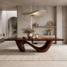Nuvello Sculpted Loop Base Handcrafted Dining Table Dark Walnut - Timberustic Dining Table