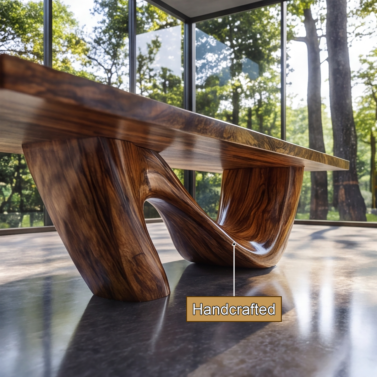 Nuvello Sculpted Loop Base Handcrafted Dining Table - Timberustic Dining Table
