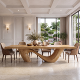 Nuvello Sculpted Loop Base Handcrafted Dining Table Natural Oak - Timberustic Dining Table