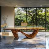 Nuvello Sculpted Loop Base Handcrafted Dining Table - Timberustic Dining Table