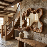 Ondavyr Undulating Sculpted Handcrafted Mirror Frame by Timberustic — Brown finish