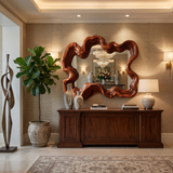 Ondavyr Undulating Sculpted Handcrafted Mirror Frame by Timberustic — Mahogany finish