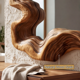 Ondavyr Undulating Sculpted Handcrafted Mirror Frame by Timberustic — natural wood grain detail