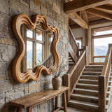 Ondavyr Undulating Sculpted Handcrafted Mirror Frame by Timberustic — Teak finish