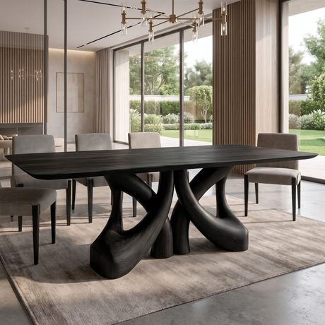 Orawyn Sculpted Branching Base Handcrafted Dining Table Black - Timberustic Dining Table