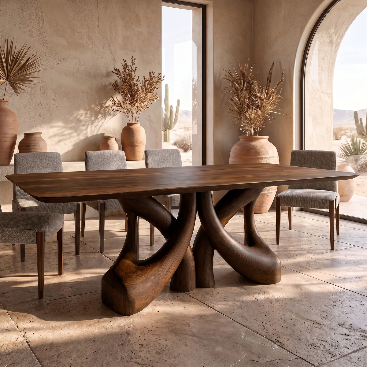 Orawyn Sculpted Branching Base Handcrafted Dining Table Dark Walnut - Timberustic Dining Table