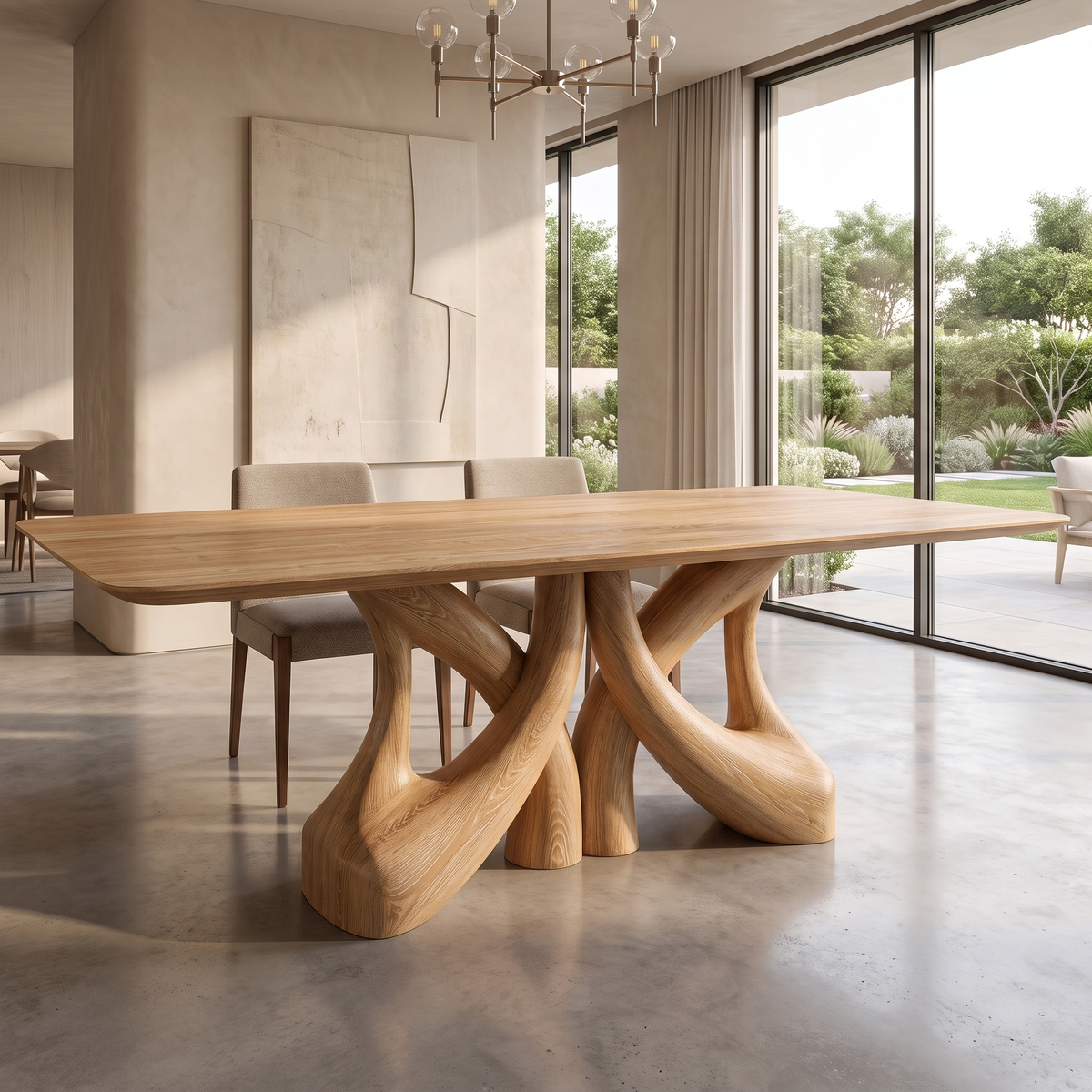 Orawyn Sculpted Branching Base Handcrafted Dining Table Natural Oak - Timberustic Dining Table