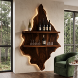 Orelune Live Edge Handcrafted Floating Wine Shelf by Timberustic — Dark Walnut finish